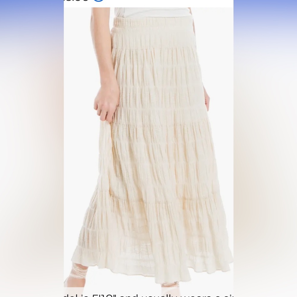 Max Studios Cream Textured Midi Skirt